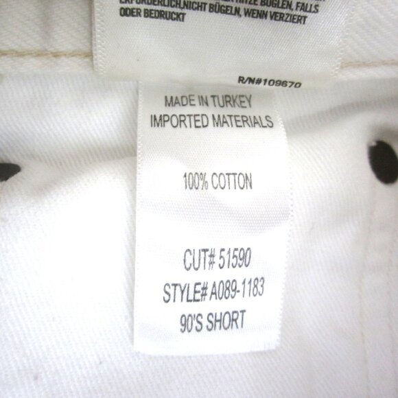 Agolde 90’s Size 27 White Cream Short Denim Jeans Button-Fly Raw Hem Frayed - Picture 6 of 6